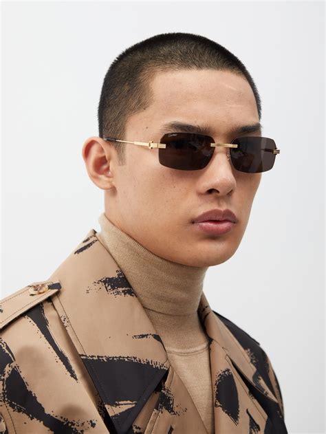 rectangle rimless sunglasses men's.